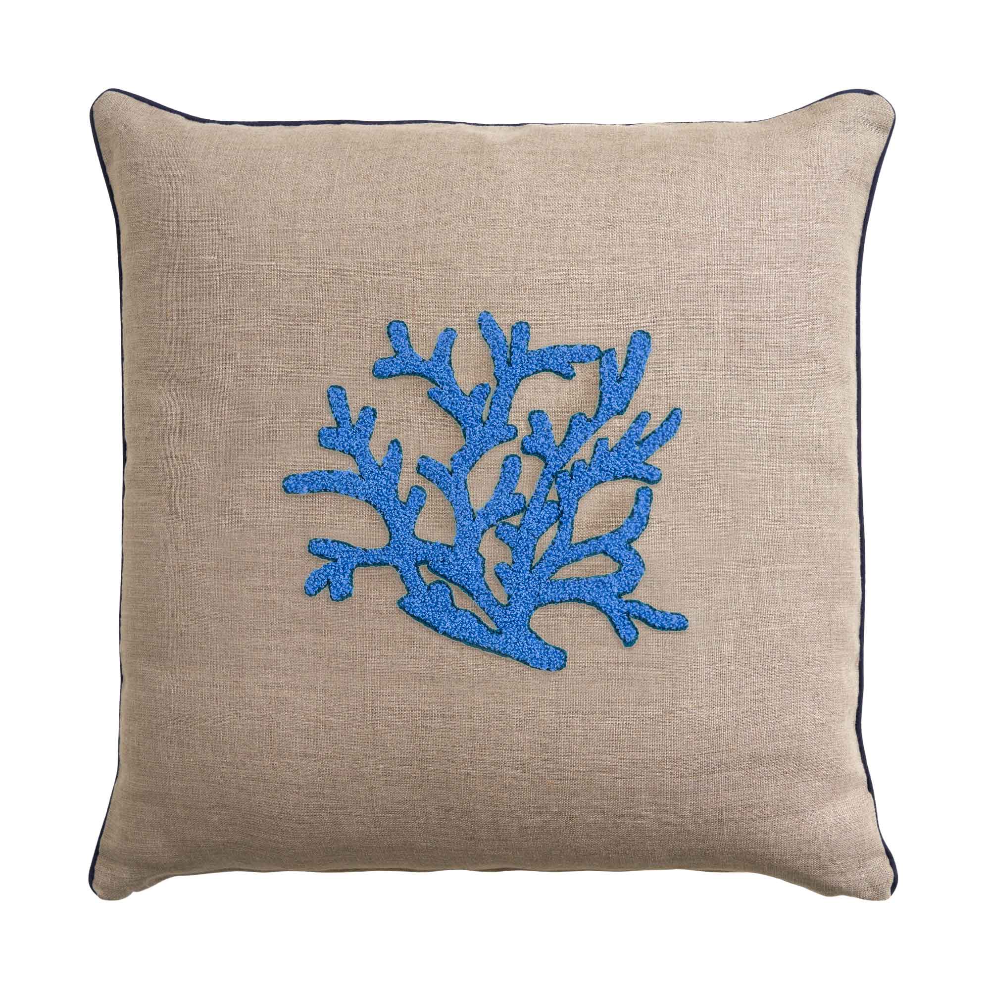 Cuscini decorativi per divano o per barca color tortora con corallo  ricamato – Piliero